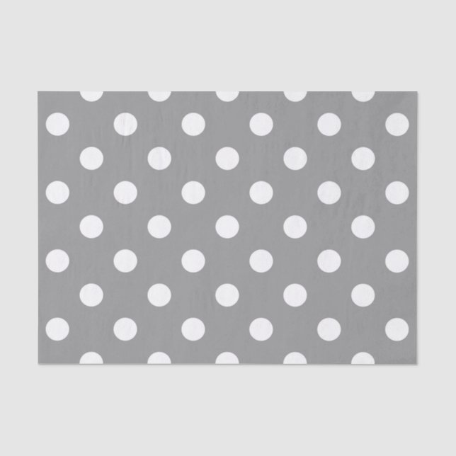 Papier Mousseline Design Pois blanc gris cendré (Recto)