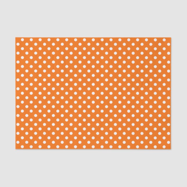 Papier Mousseline Design Pois blanc orange (Recto)