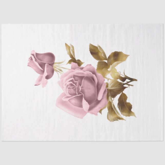 Papier Mousseline Design rose et or Steampunk Series 10 (Recto)