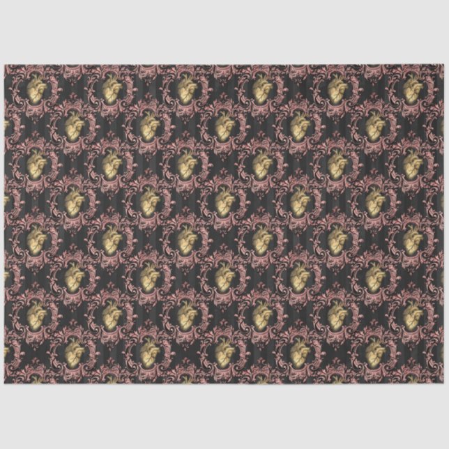 Papier Mousseline Design rose et or Steampunk Series 31 (Recto)