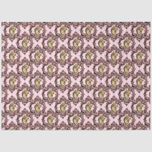 Papier Mousseline Design rose et or Steampunk Series 44 (Recto)