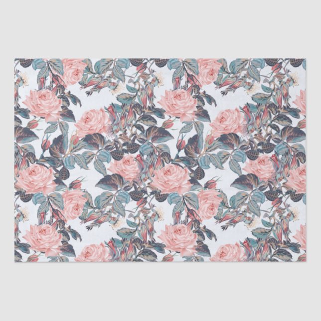 Papier Mousseline Design rose rose (Recto)