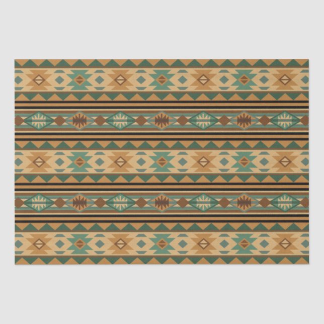 Papier Mousseline Design Sud-Ouest Vert Tan Brown (Recto)