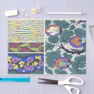 Papier Mousseline Designs floraux vintages Émile-Allain Séguy
