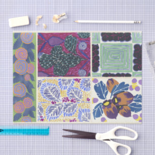 Papier Mousseline Designs floraux vintages Émile-Allain Séguy