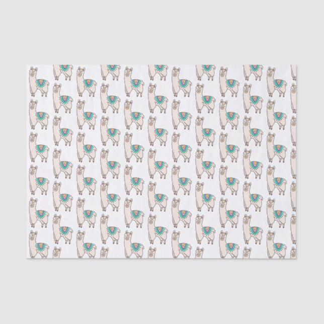 Papier Mousseline dessin animé de llama alpaga souriant (Recto)