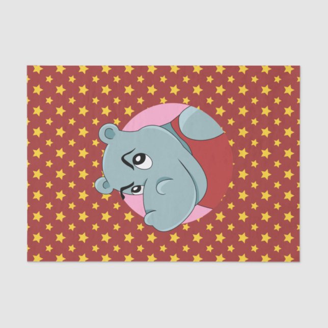 Papier Mousseline Dessin animé d'hippopotame mignon (Recto)
