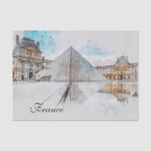 Papier Mousseline Dessin aquarelle du Louvre Paris, France
