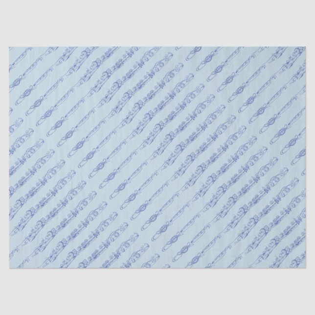 Papier Mousseline Dessin au trait bleu cannelure (Recto)