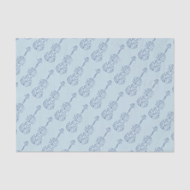 Papier Mousseline Dessin au trait bleu violon (Recto)