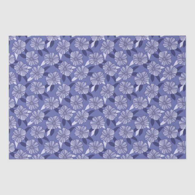 Papier Mousseline Dessin au trait floral de pervenche (Recto)