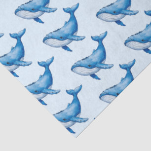 Papier Mousseline Dessin de baleine Vintage aquarelle