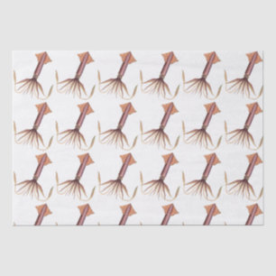 Papier Mousseline Dessin de calmar stylisé vintage #1