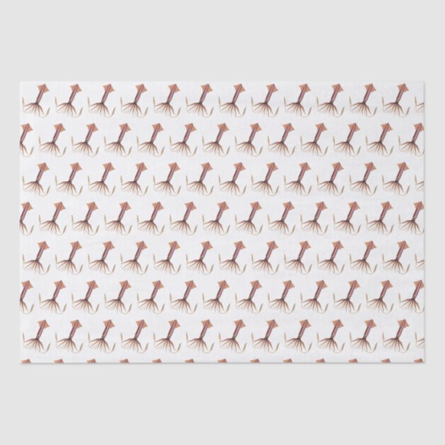 Papier Mousseline Dessin de calmar vintage stylisé #1 (Recto)