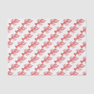 Papier Mousseline Dessin de homard rouge vintage no 1
