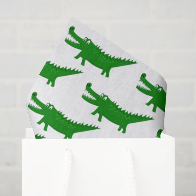 Papier Mousseline Dessin de joli alligator (Sac cadeau)