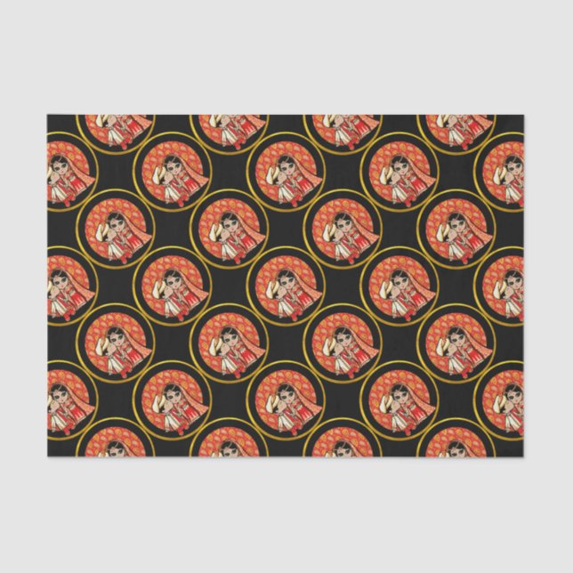 Papier Mousseline Dessin de la chambre de mariée de Mariage indien C (Recto)