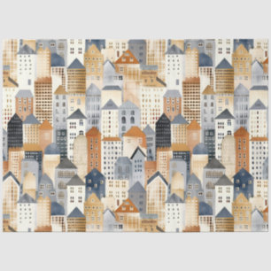 Papier Mousseline Dessin de paysage urbain naturels et bleus