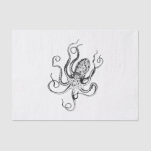 Papier Mousseline Dessin de pieuvre stylisé vintage #1
