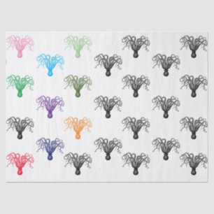 Papier Mousseline Dessin de pieuvre stylisé vintage multicolore DIY