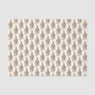 Papier Mousseline Dessin de pieuvre stylisé vintage tête haute marro