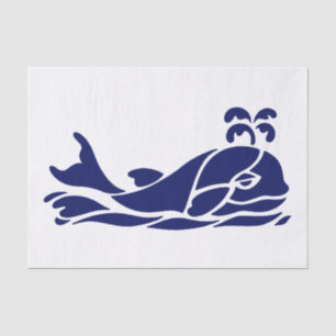 Papier Mousseline Dessin de silhouette de baleine à éventail vintage