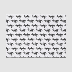 Papier Mousseline Dessin de silhouette de baleine tueuse Orca vintag