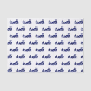 Papier Mousseline Dessin de silhouette de baleine vintage émettant u