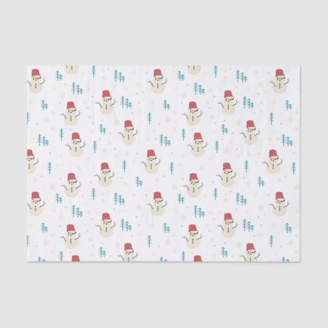 Papier Mousseline Dessin de Whimsical Snowmen en hiver blanc (Recto)