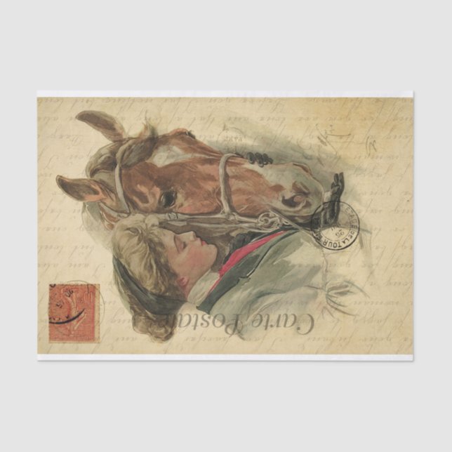 Papier Mousseline Dessin d'Ephémère Dessin de Dame avec son cheval D (Recto)