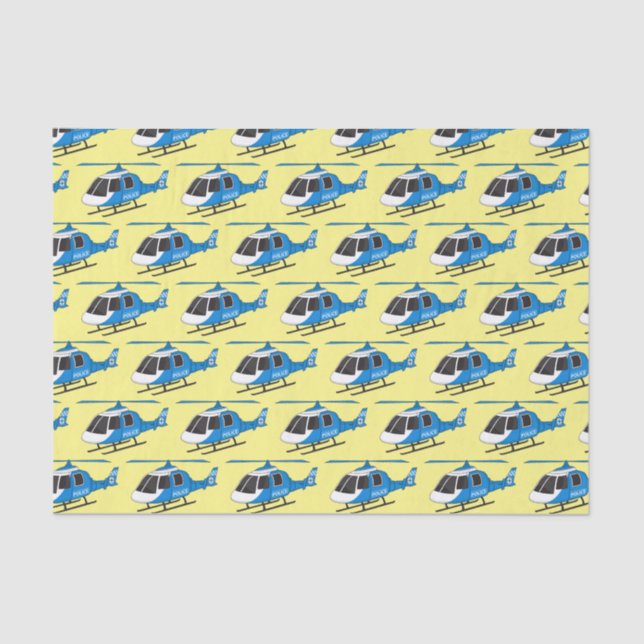 Papier Mousseline Dessin d'hélicoptère du service de police mignon (Recto)