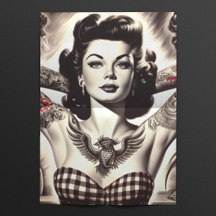 Papier Mousseline Dessin vintage noir et blanc tatoué