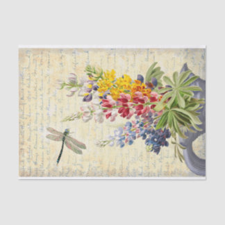 Papier Mousseline Dessous de libellule vintage et de bouquet de fleu