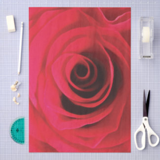 Papier Mousseline Détail de rose rouge, tourbillon floral abstrait