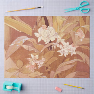 Papier Mousseline Détail floral Art nouveau d'Alphonse Mucha