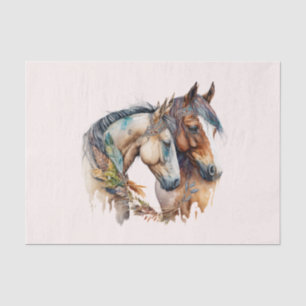Papier Mousseline Deux beaux chevaux Boho occidental