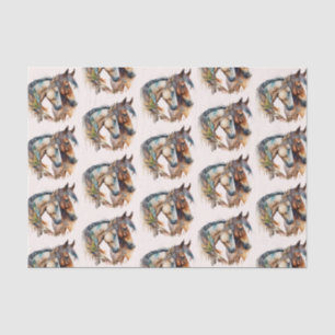 Papier Mousseline Deux beaux chevaux Western Boho Motif