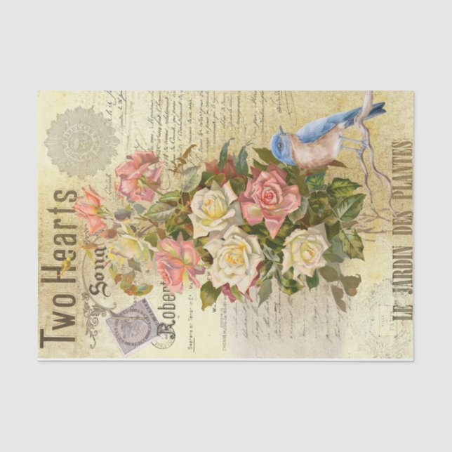 Papier Mousseline Deux coeurs (Recto)