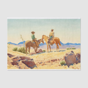 Papier Mousseline Deux cowboys à cheval par Maynard Dixon