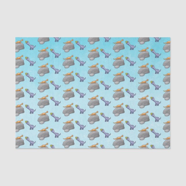 Papier Mousseline Deux Dinosaures Mignons (Recto)