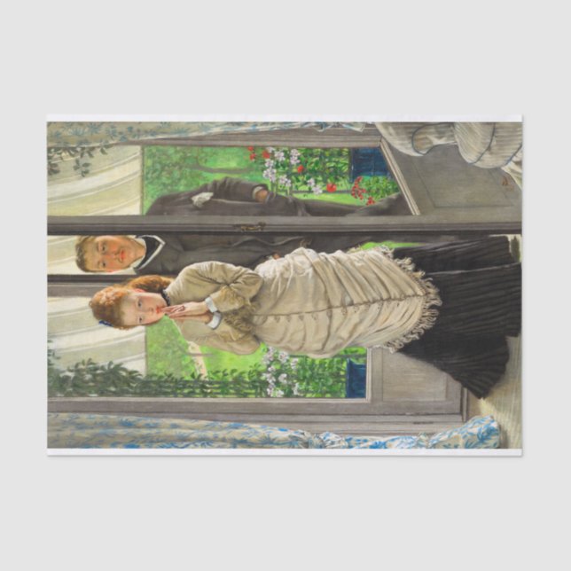 Papier Mousseline Deux figures à la porte, La proposition de J. Tiss (Recto)