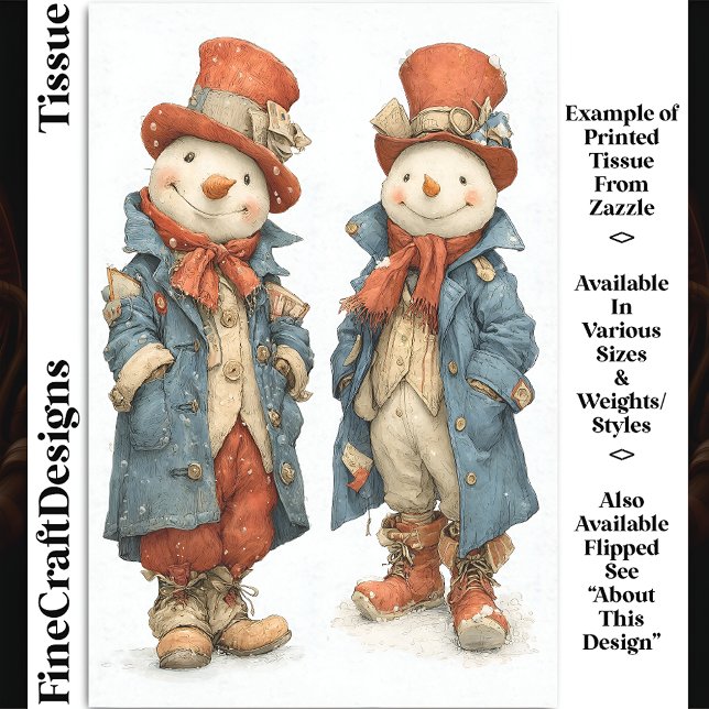 Papier Mousseline Deux grands Aquarelle Quirale Snowmen DS5L Découpa (Créateur téléchargé)