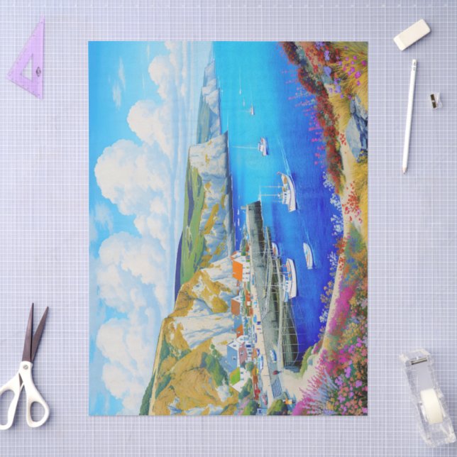Papier Mousseline "Devon Harbour Dreamscape" - Un paysage marin angl (Artisanat)
