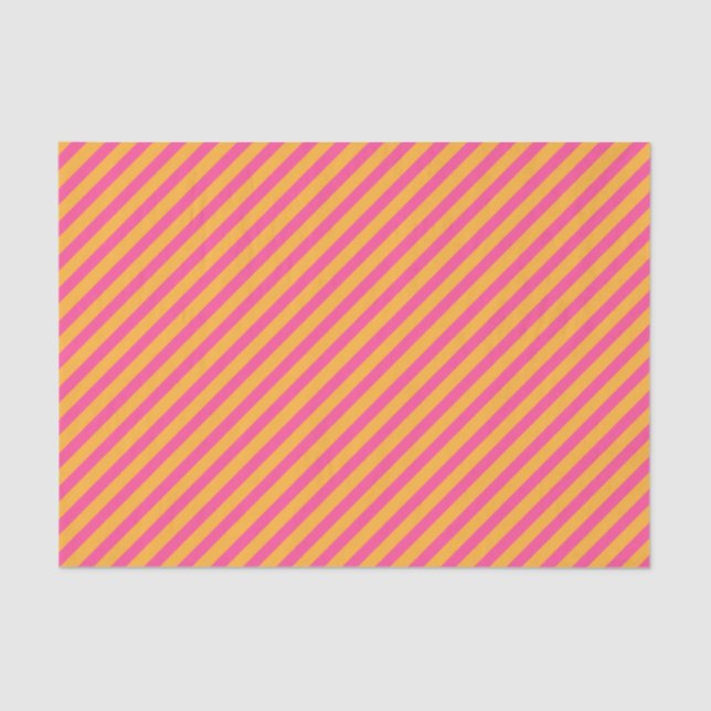 Papier Mousseline Diagonale rose chaud et orange (Recto)