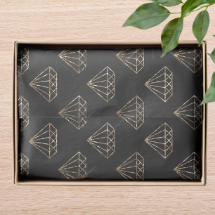 Papier Mousseline Diamant Noir Et Or Mariage Élégant Fiançailles
