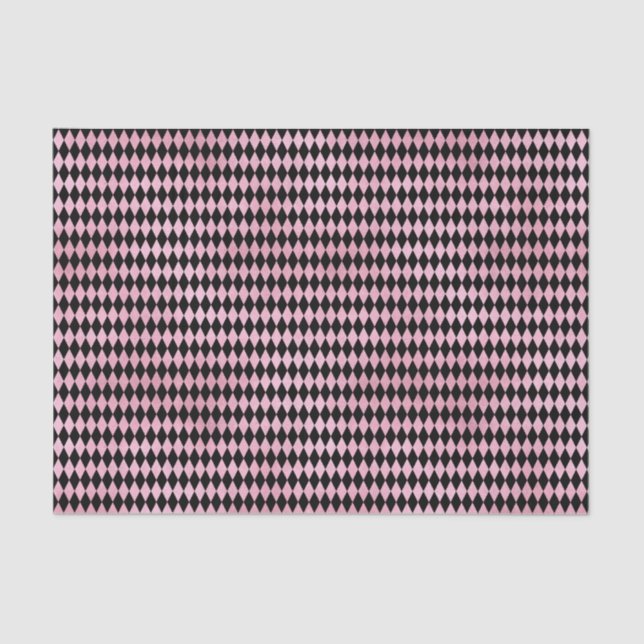 Papier Mousseline Diamant rose et arlequin noir (Recto)