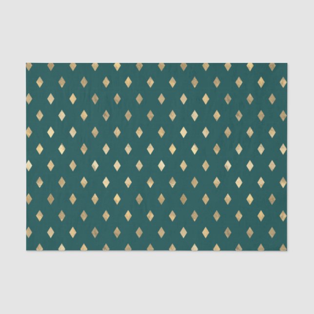 Papier Mousseline Diamant sarcelle et or (Recto)