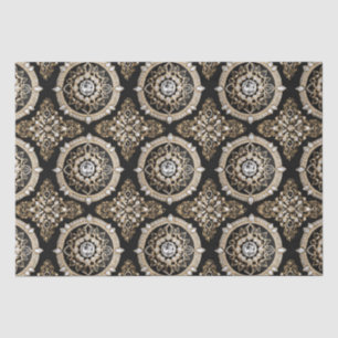 Papier Mousseline Diamants blancs, or frontière mandala design glamo