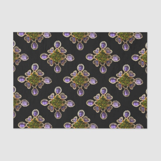 Papier Mousseline Diamants d'améthyste violet Emeralds bijoux (Recto)