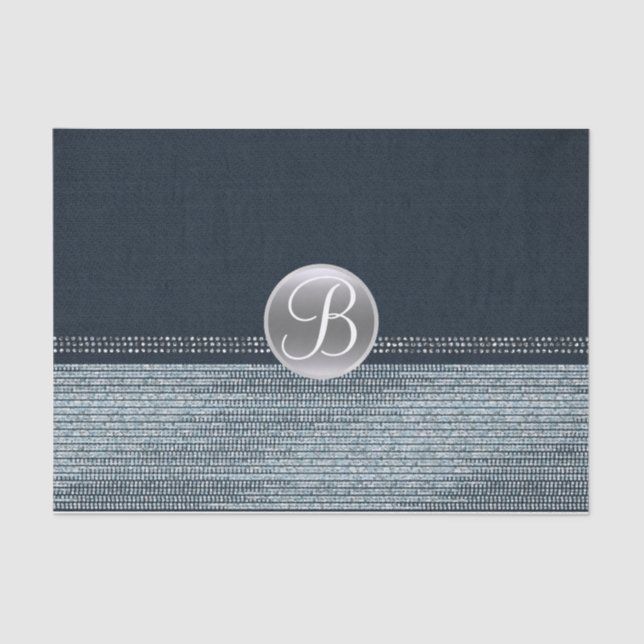 Papier Mousseline Diamants de denim scintillent Glam Monogram Initia (Recto)